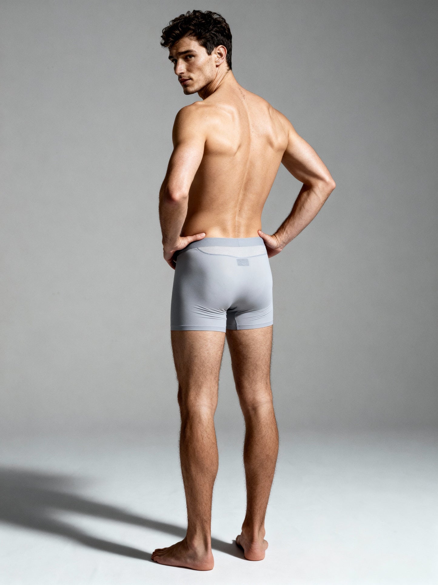 Men Mesh Grey Solid Luxury Elastic Trunk by Manaca