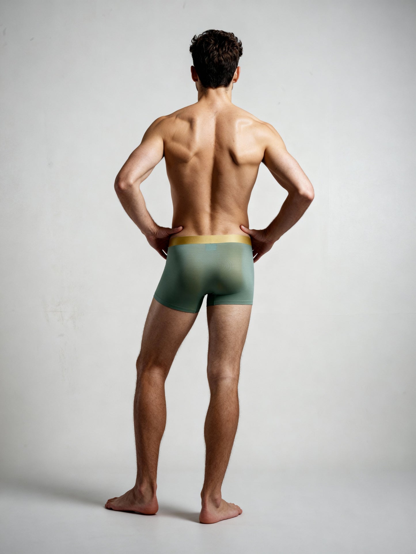 Men Yellow Striped Solid Luxury Elastic Trunk by Manaca