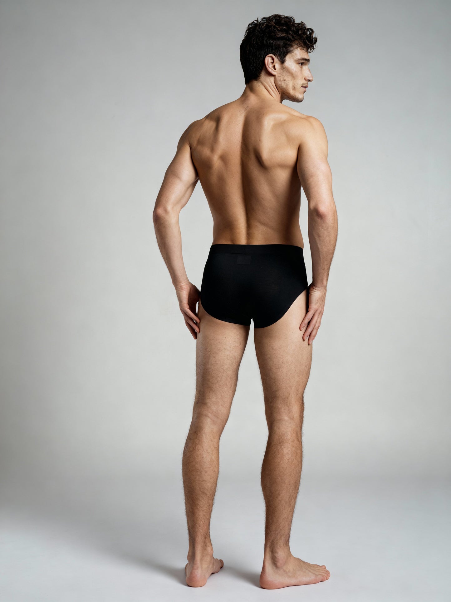 Men V Cut Black Solid Luxury Elastic Trunk by Manaca