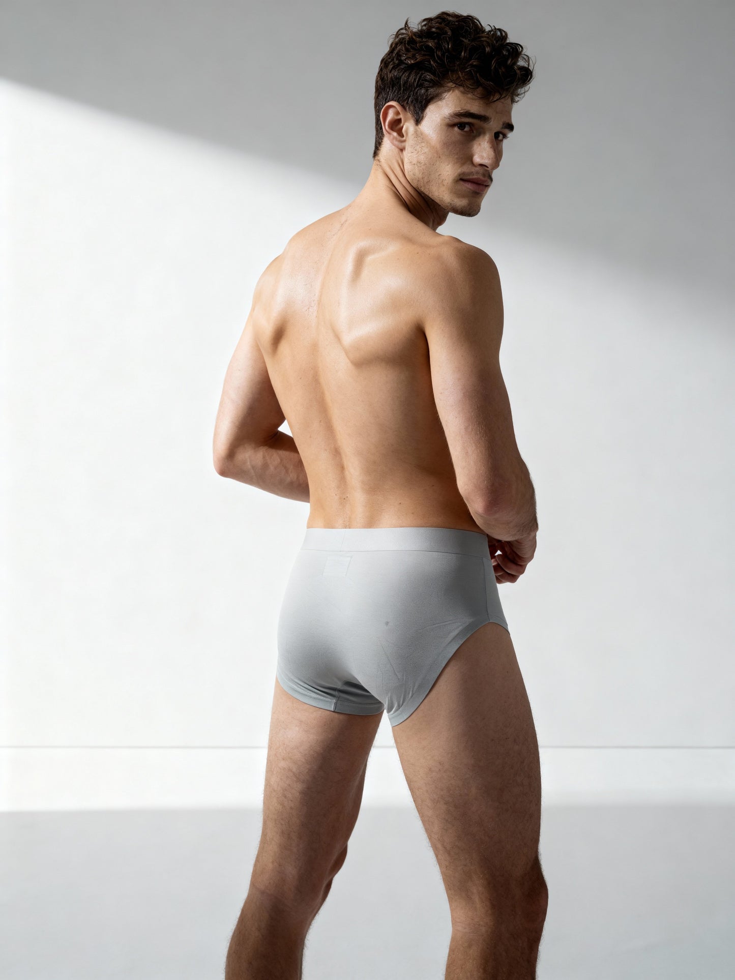 Men V Cut Grey Solid Luxury Elastic Trunk by Manaca