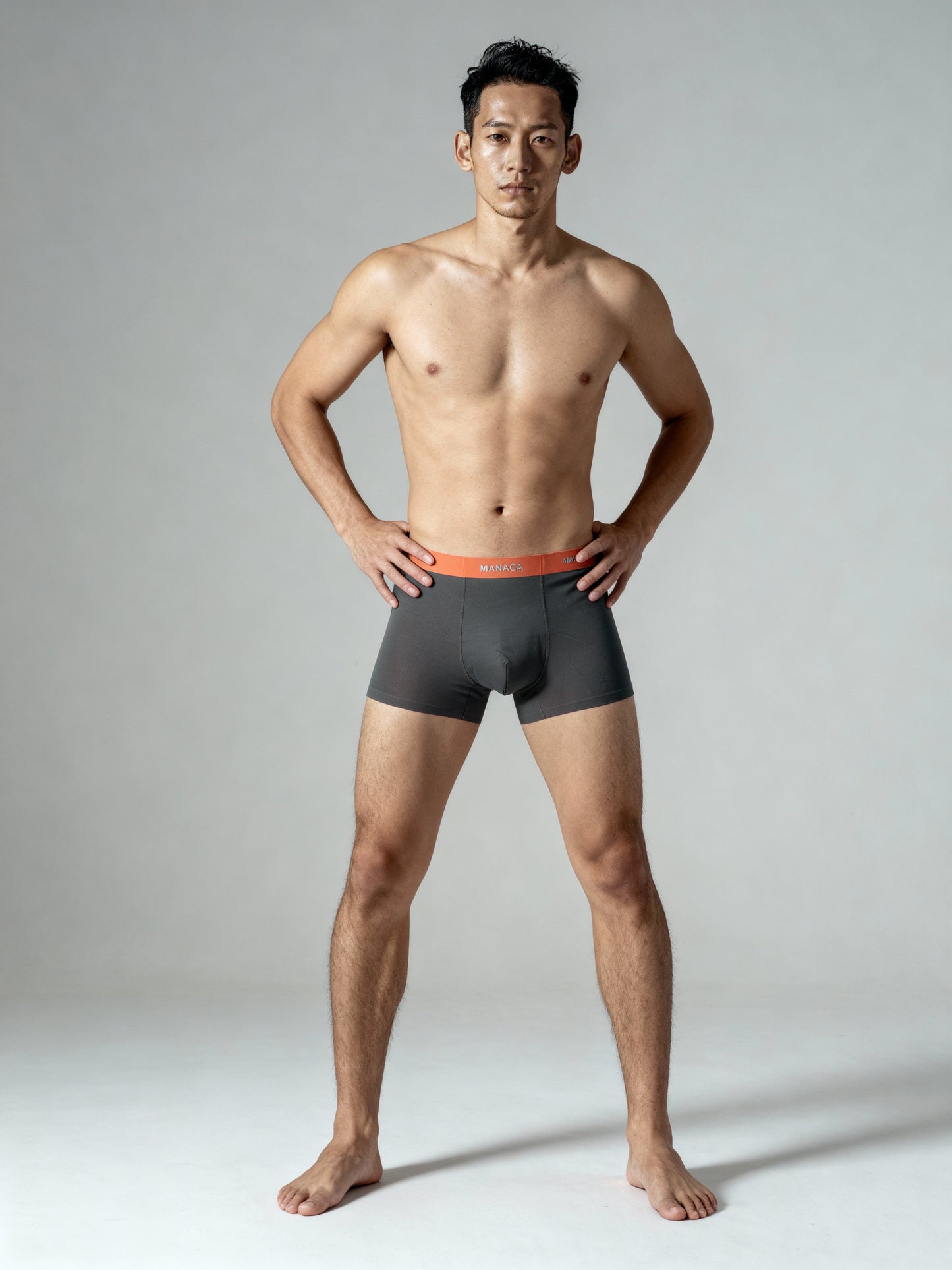 Men Dual Tone Orange Grey Solid  Luxury Bonded Elastic Trunk by Manaca