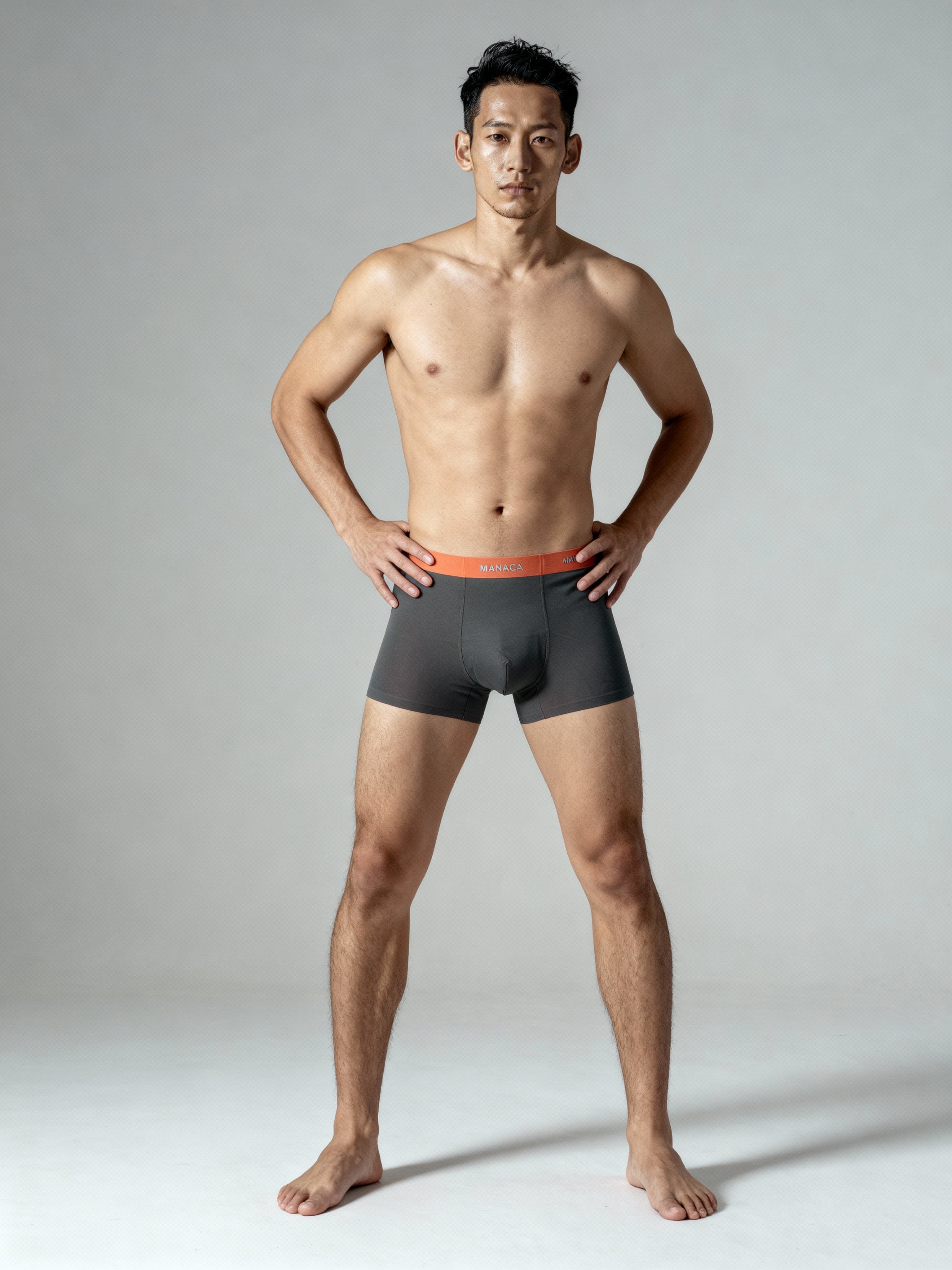 Men Dual Tone Orange Grey Solid  Luxury Bonded Elastic Trunk by Manaca