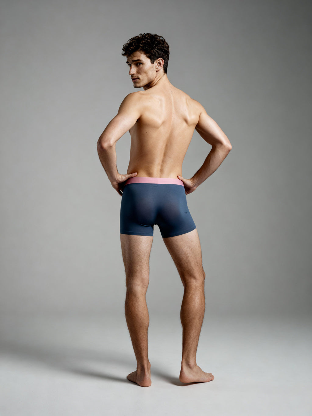 Men Pink Blue Solid  Luxury Elastic Trunk by Manaca