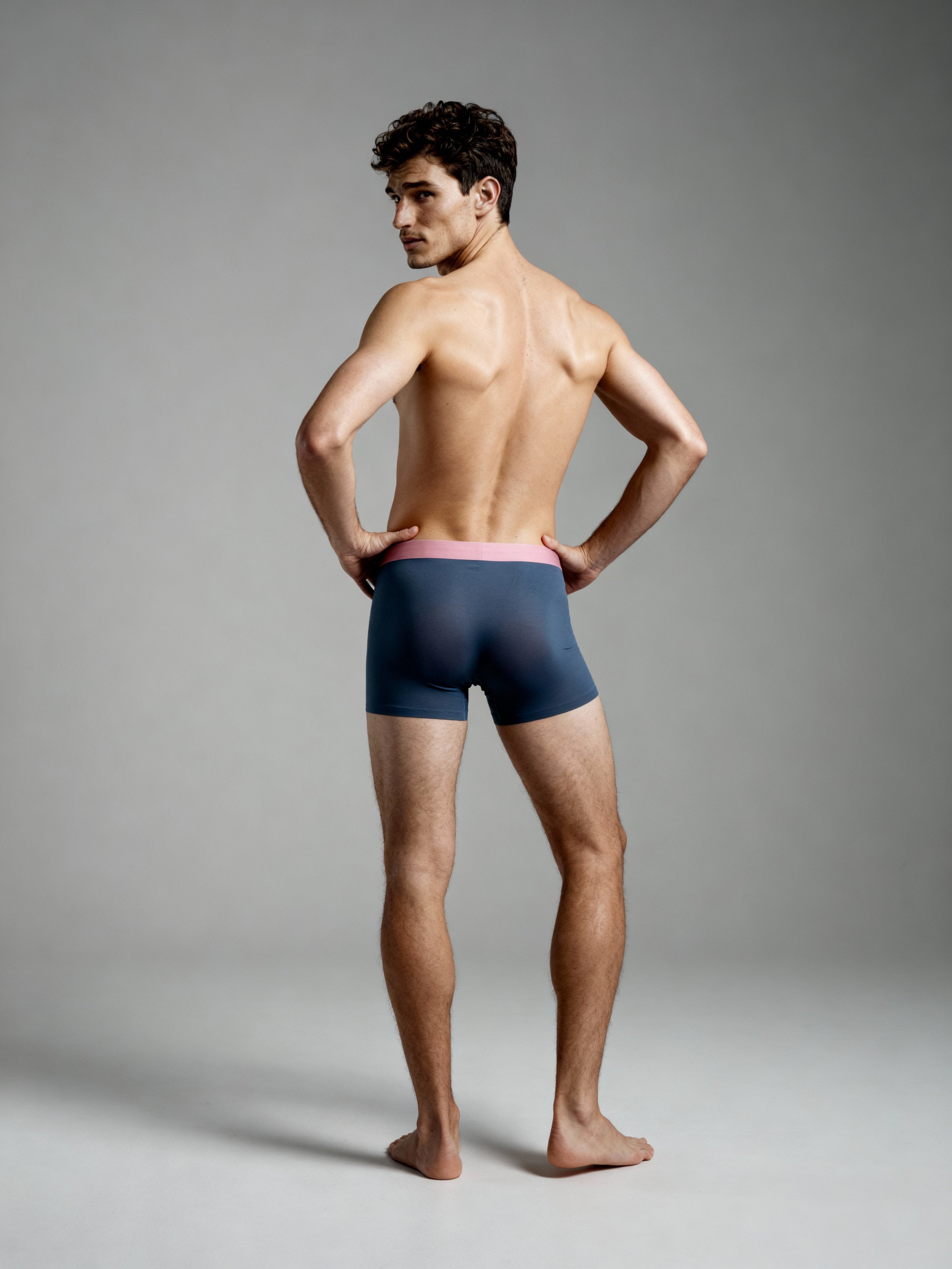 Men Pink Blue Solid  Luxury Elastic Trunk by Manaca