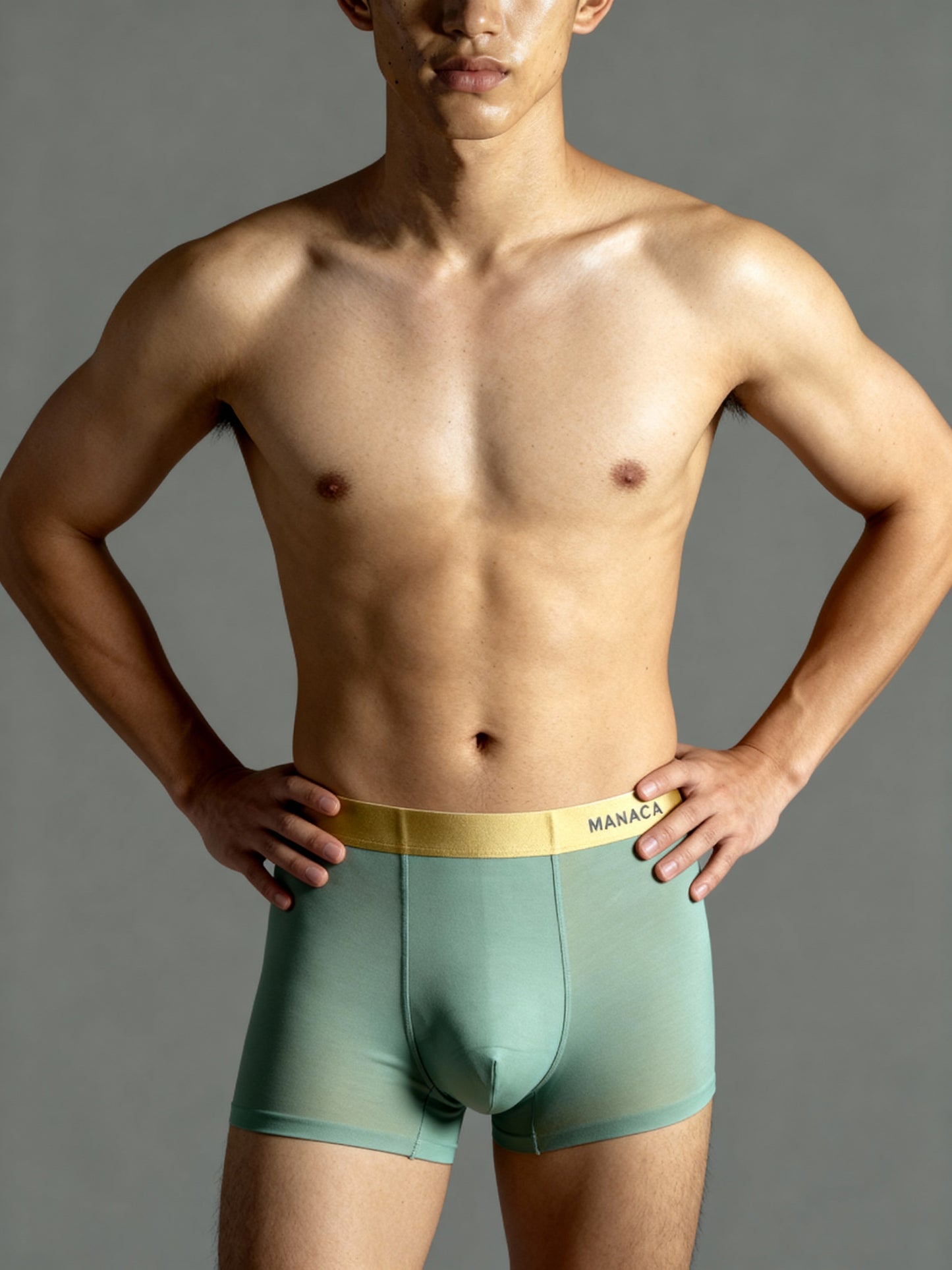 Men Yellow Striped Solid Luxury Elastic Trunk by Manaca