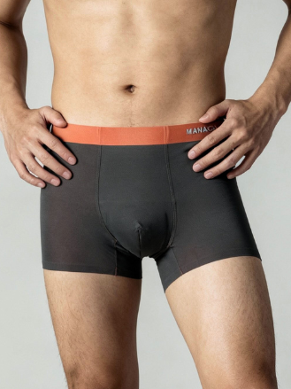 Men Dual Tone Orange Grey Solid  Luxury Bonded Elastic Trunk by Manaca