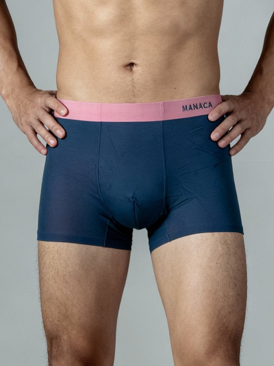 Men Pink Blue Solid  Luxury Elastic Trunk by Manaca