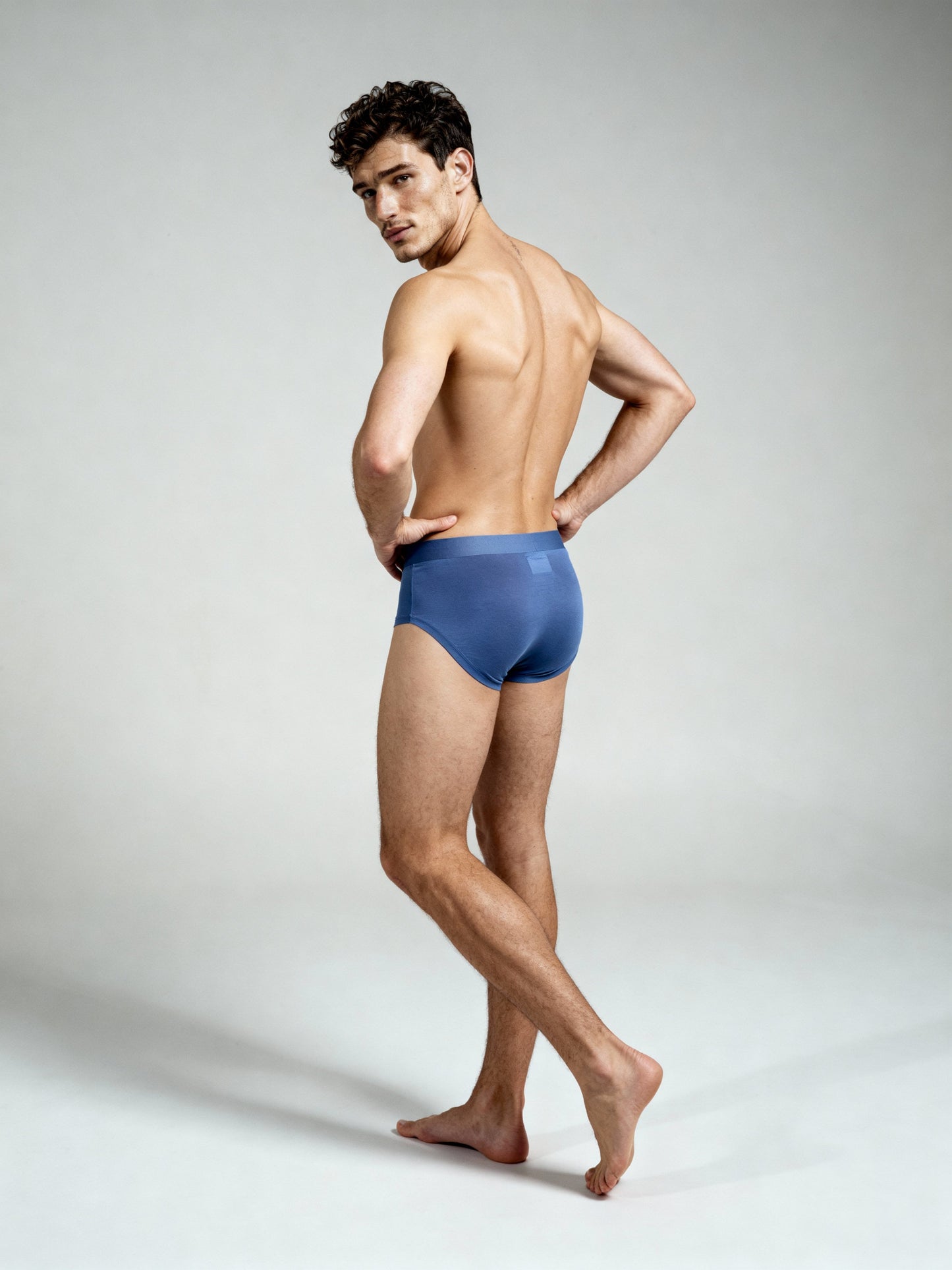 Men V Cut Blue Solid Luxury Elastic Trunk by Manaca