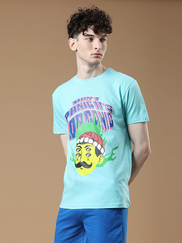 Don’t Panic it's Organic Graphic Printed Men's Oversized T-shirt