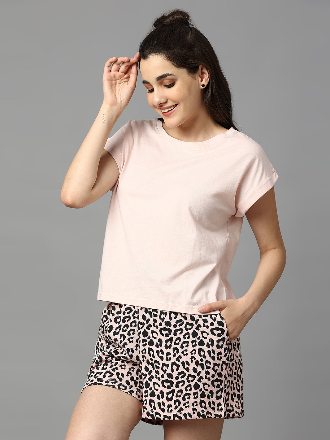 Women Pink Half Sleeve Cotton Top