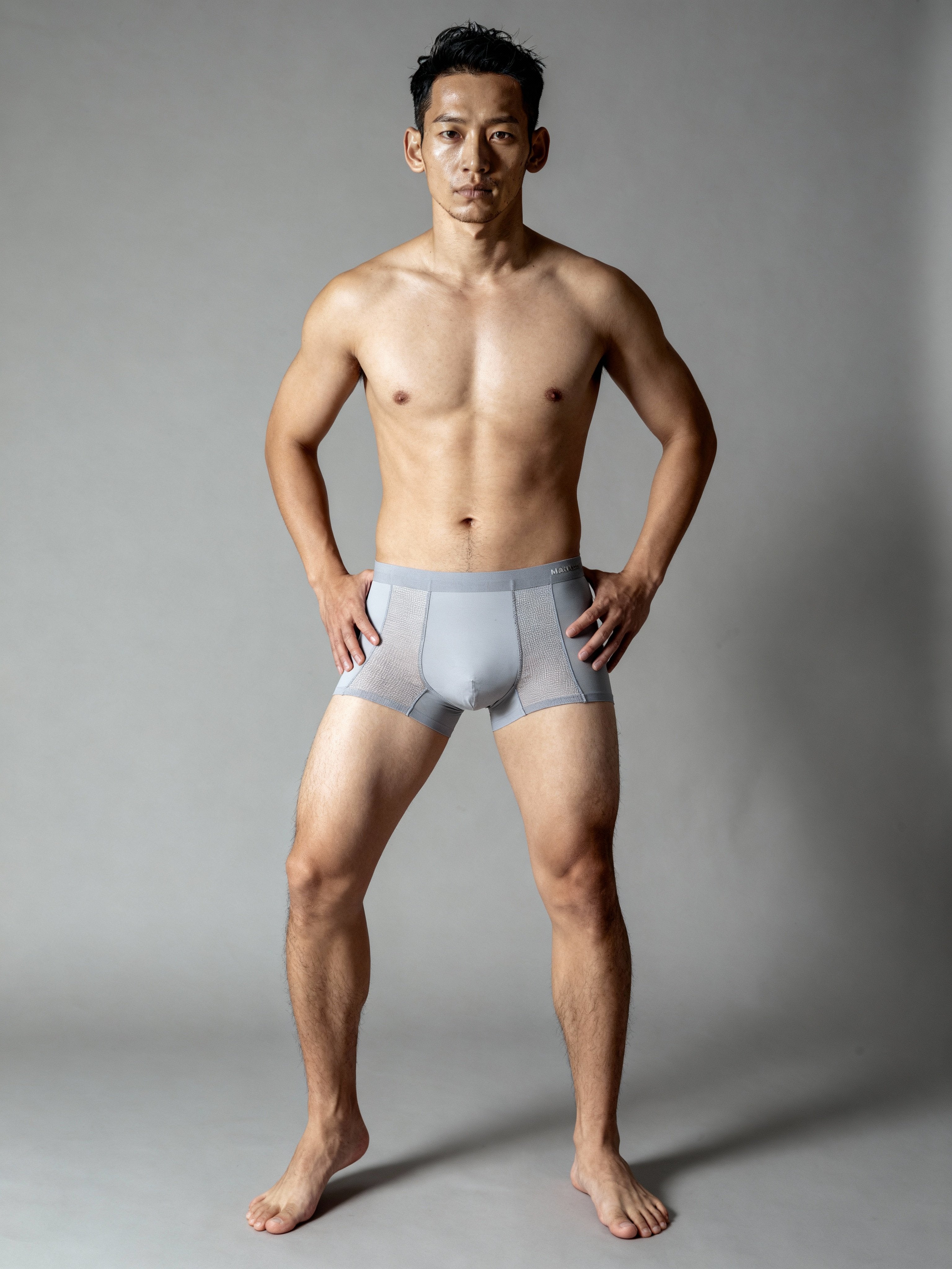 Men Mesh Grey Solid Luxury Elastic Trunk by Manaca