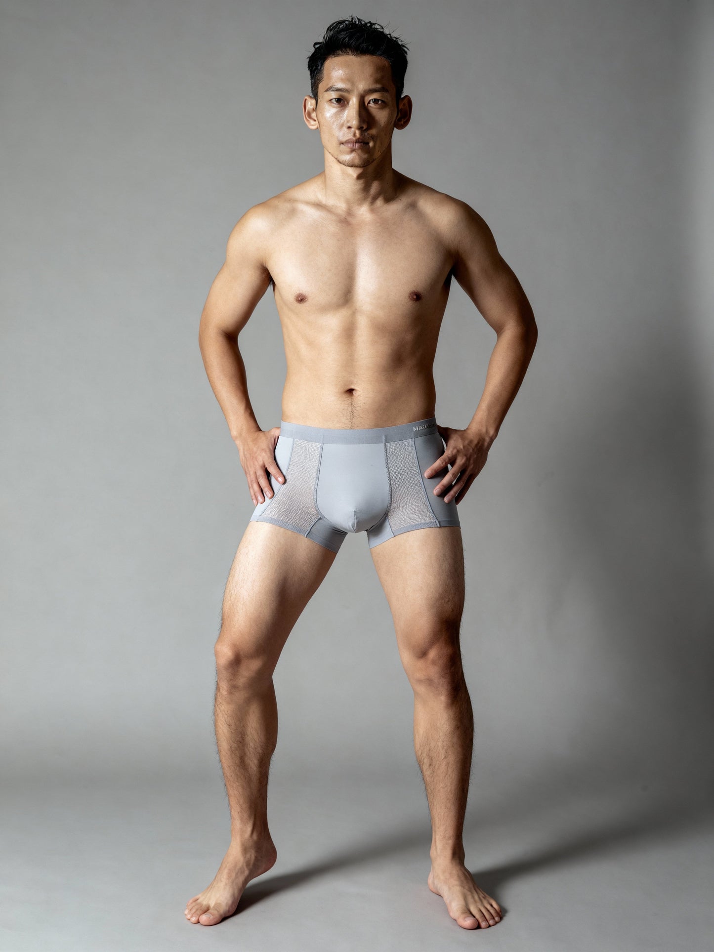 Men Mesh Grey Solid Luxury Elastic Trunk by Manaca