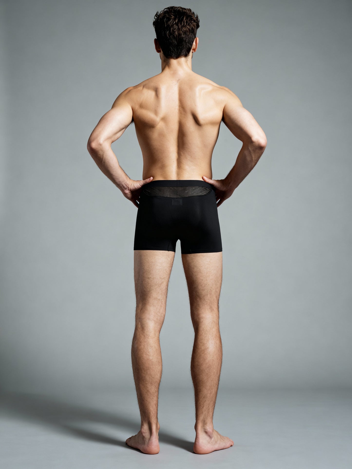 Men Mesh Black Solid  Premium Elastic Trunk by Manaca
