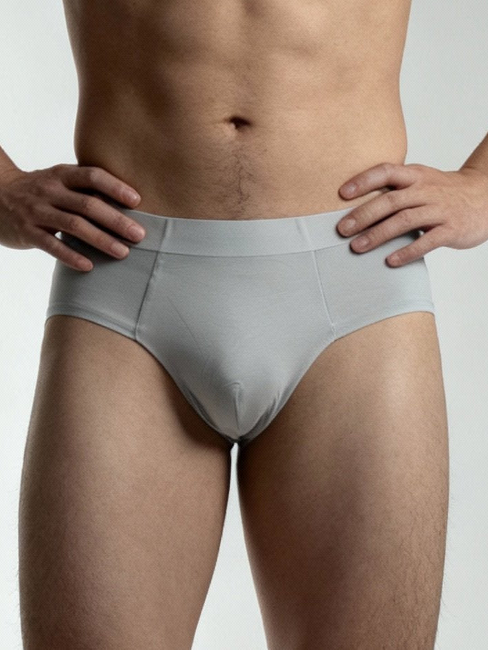 Men V Cut Grey Solid Luxury Elastic Trunk by Manaca