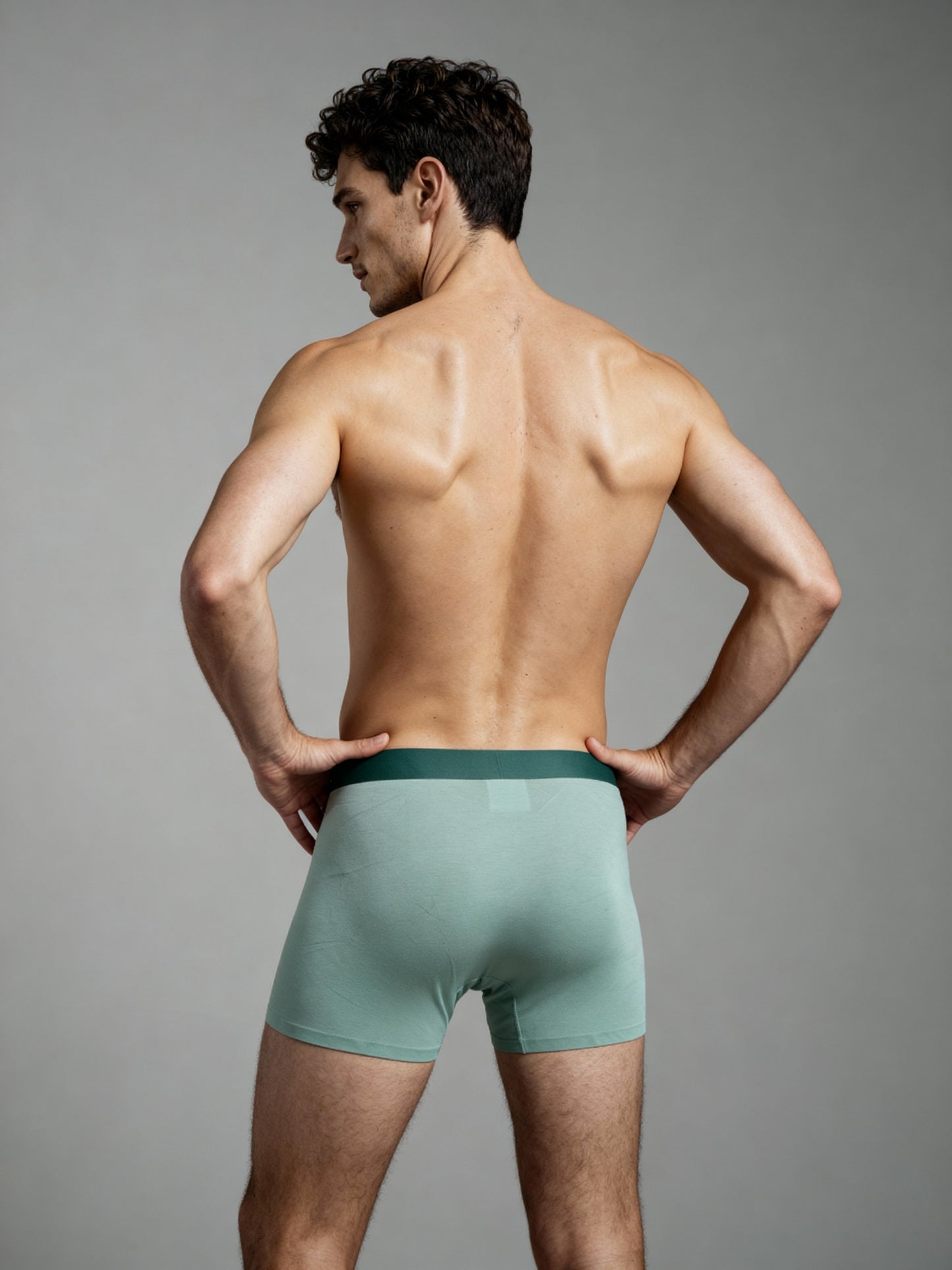 Men V Walks Light Green Solid Luxury Elastic Trunk by Manaca