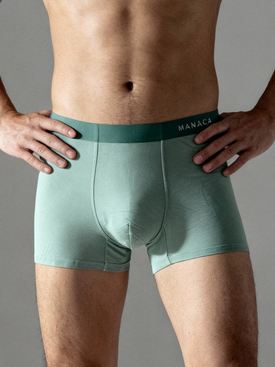 Men V Walks Light Green Solid Luxury Elastic Trunk by Manaca