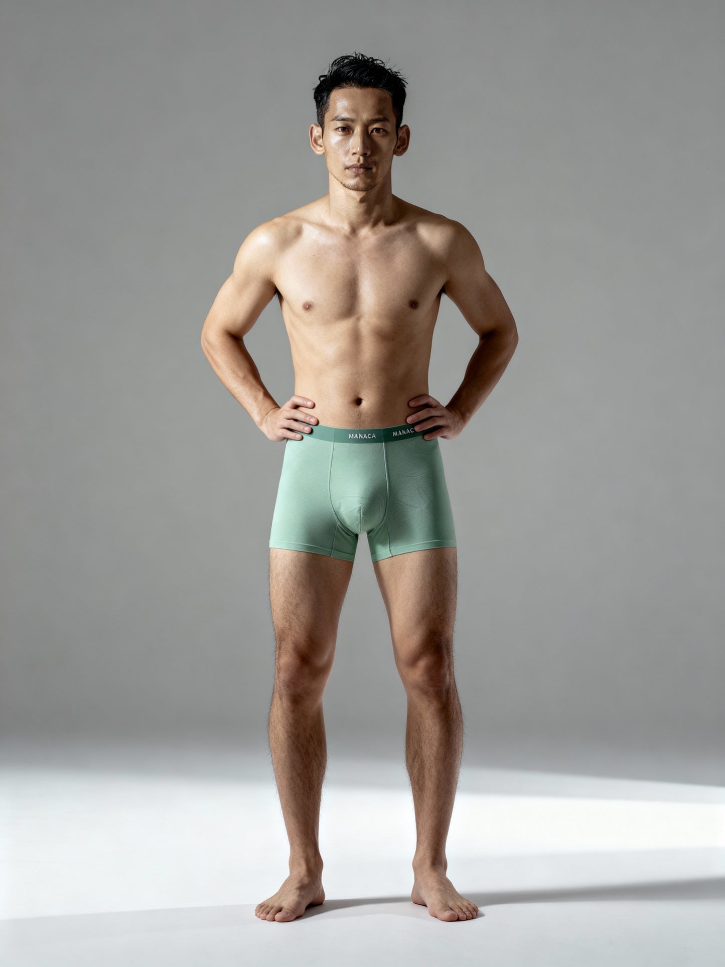 Men V Walks Light Green Solid Luxury Elastic Trunk by Manaca