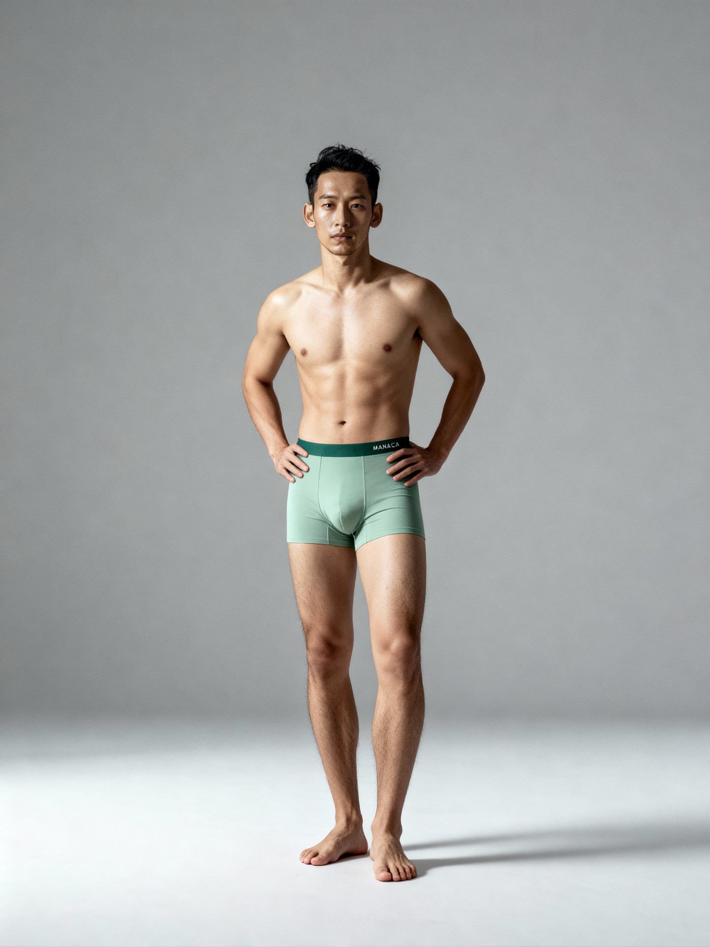 Men V Walks Light Green Solid Luxury Elastic Trunk by Manaca