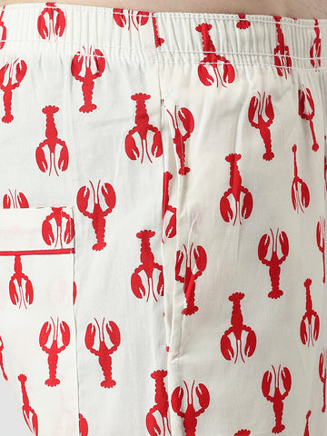 Men's Red and White All Over Scorpion Printed Pyjama