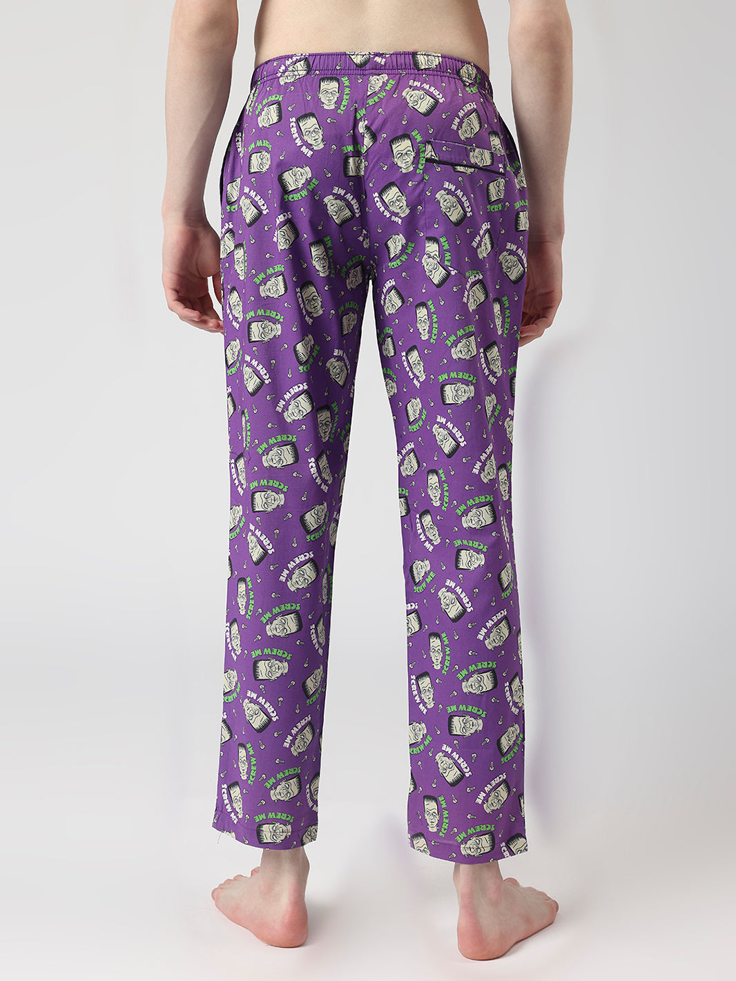 Men's Purple All Over Screw Me Printed Pyjama