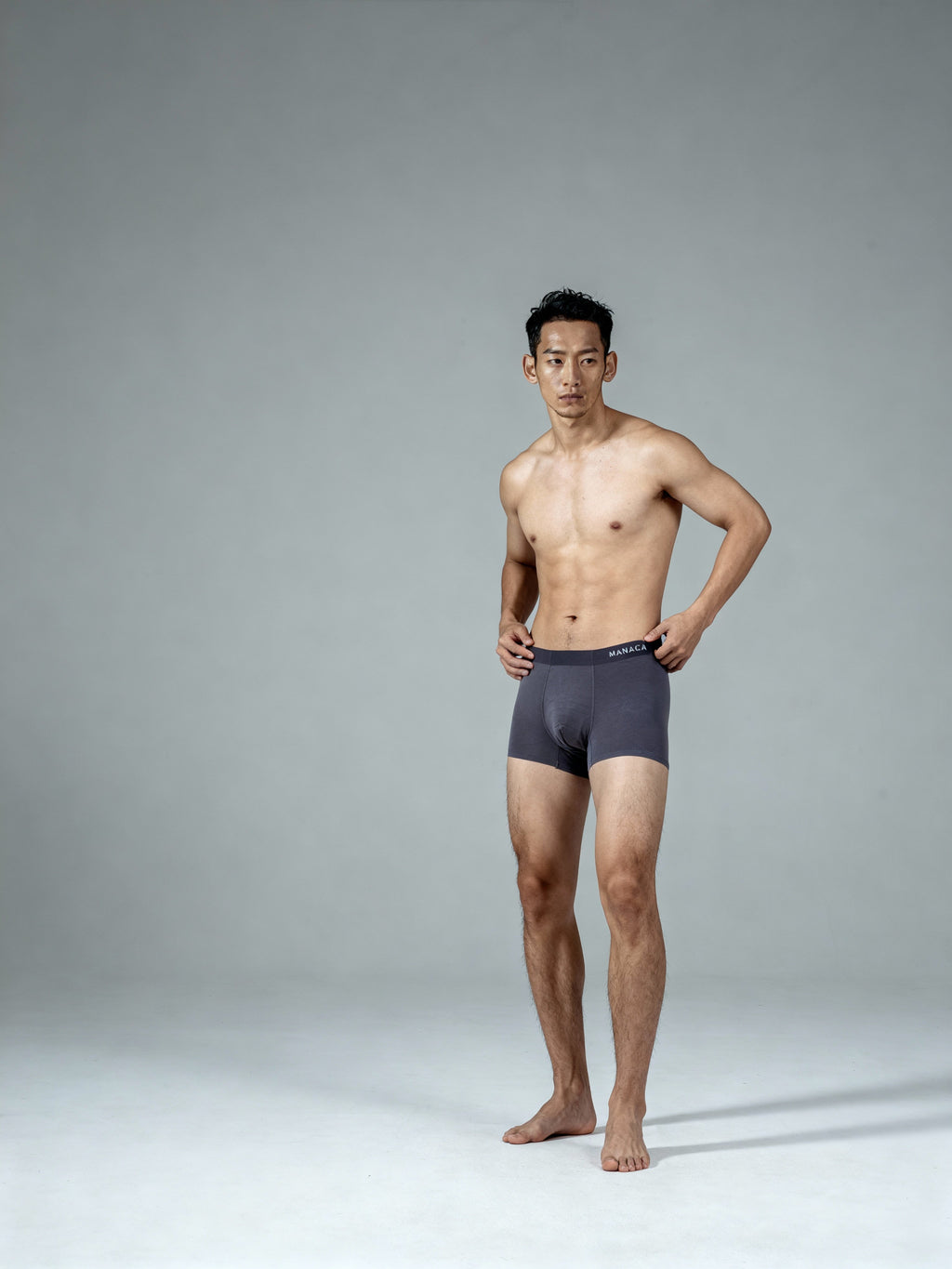 Men V Walks Dark Grey Solid  Premium Elastic Trunk by Manaca