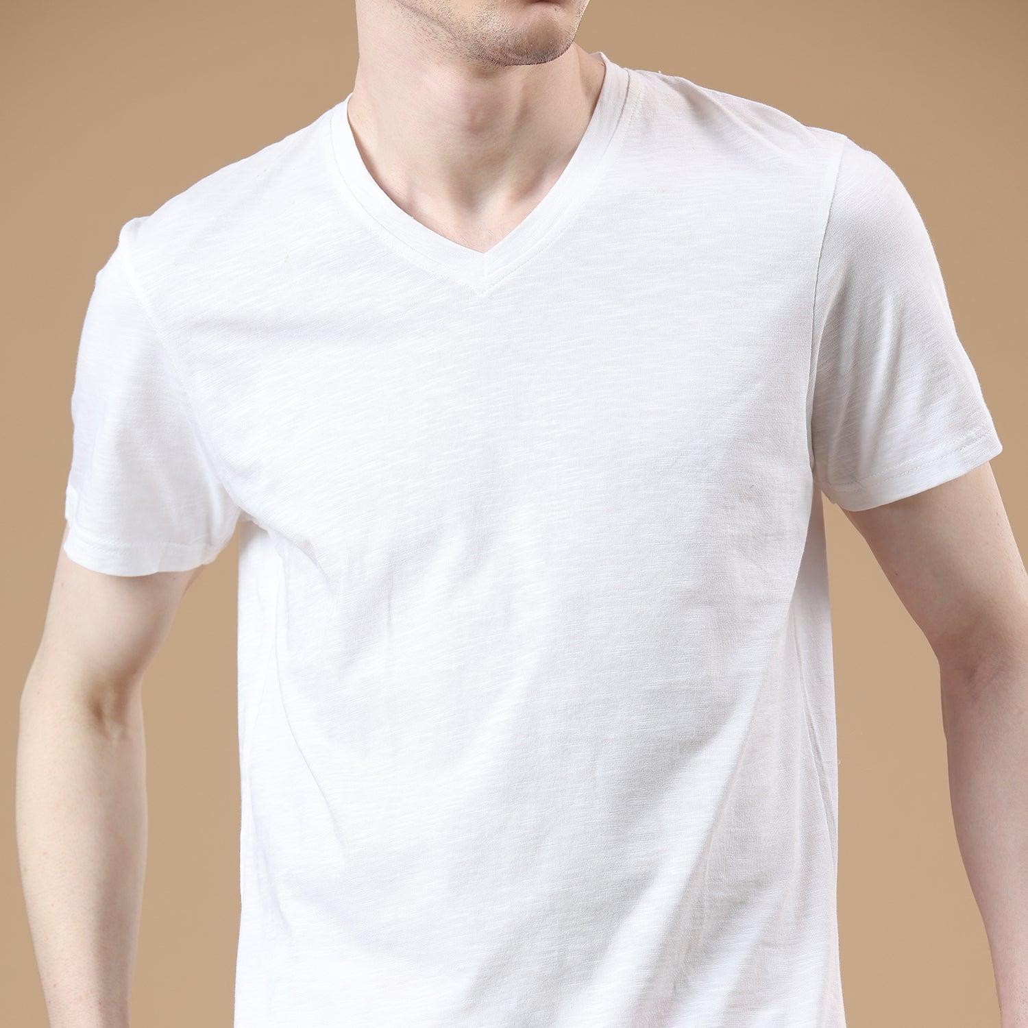 White Regular Solid Plain Men's T-shirt