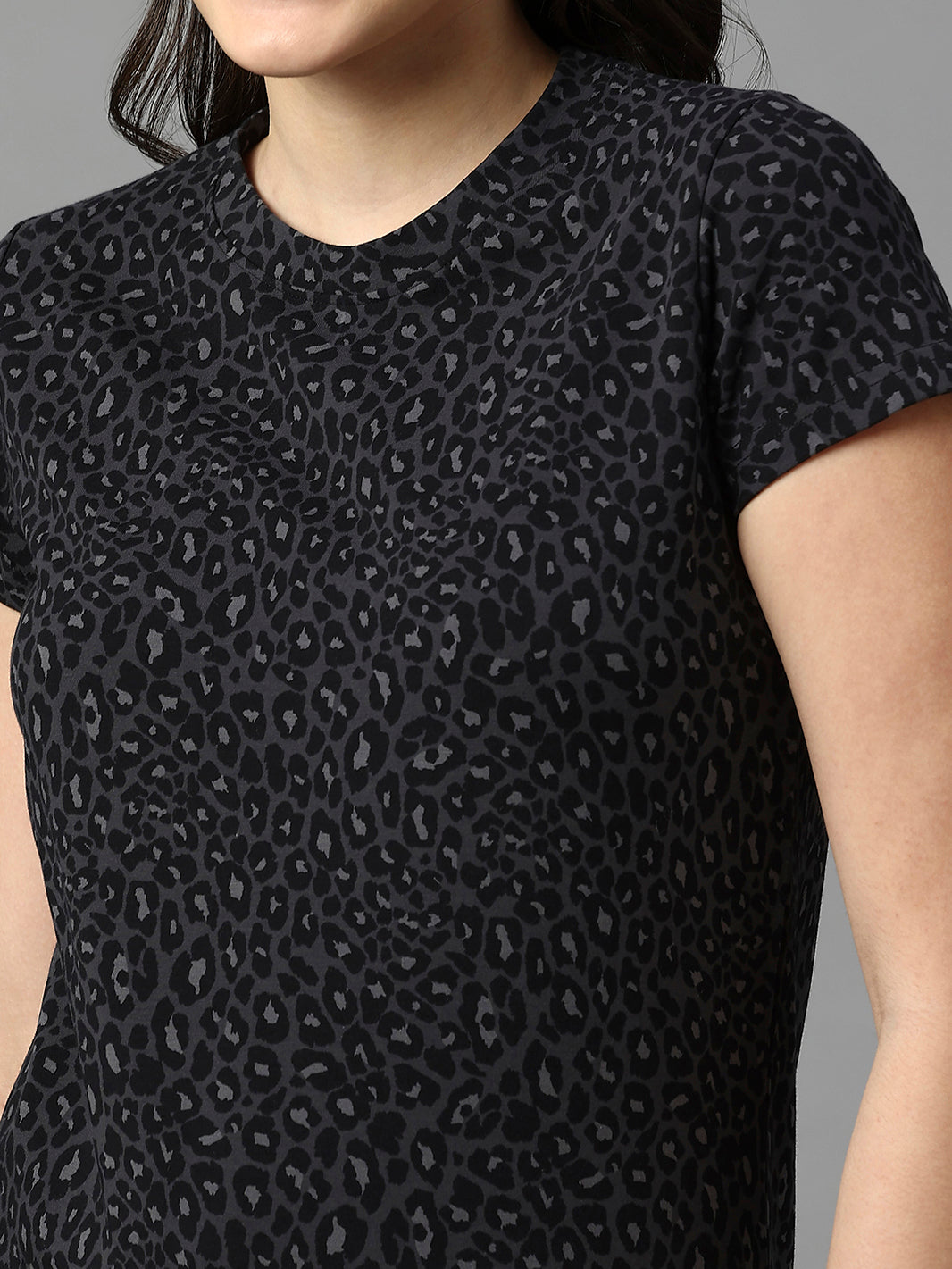 Women Leopard Print Black Graphic Nightwear