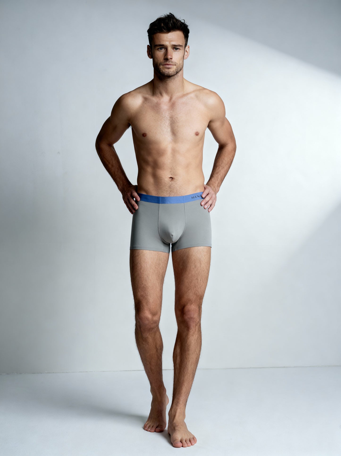 Men V Walks Light Blue Solid Luxury Elastic Trunk by Manaca