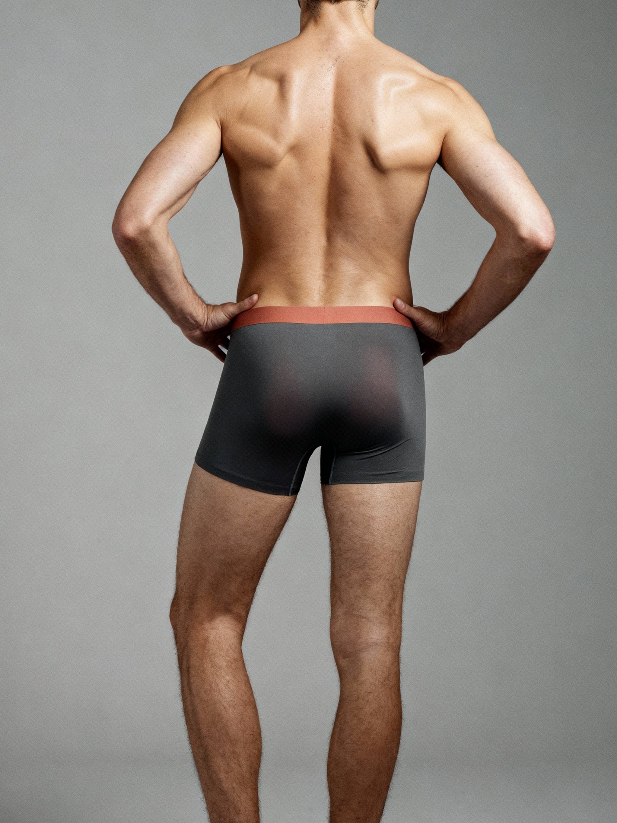 Men Dual Tone Orange Grey Solid  Luxury Bonded Elastic Trunk by Manaca