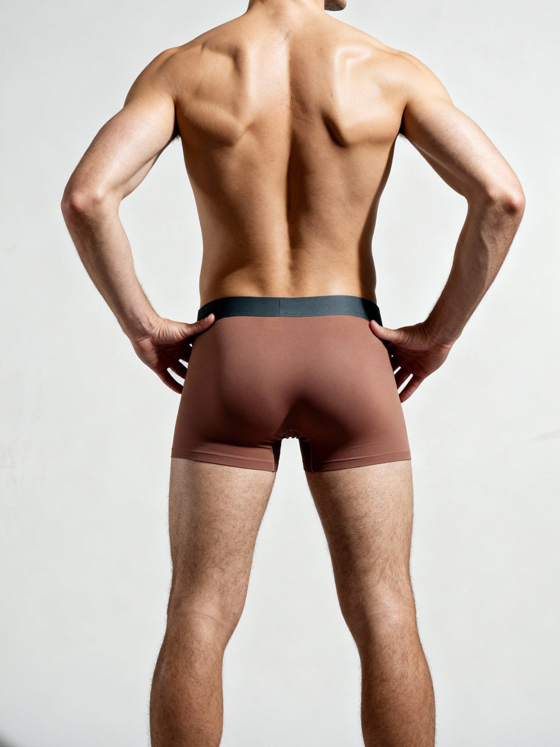 Men Dual Tone Grey Brown Solid Luxury Elastic Trunk by Manaca