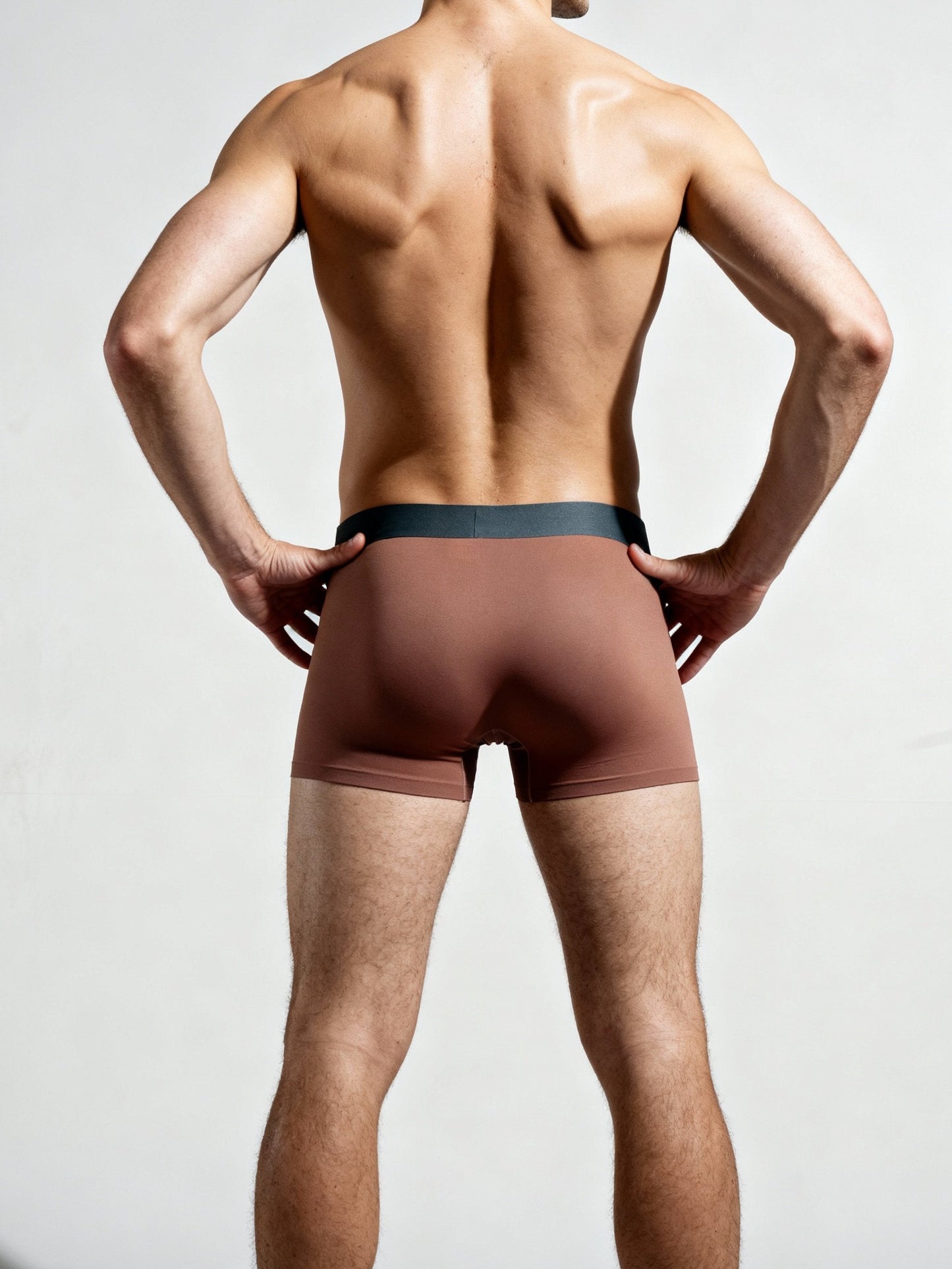 Men Dual Tone Grey Brown Solid Luxury Elastic Trunk by Manaca