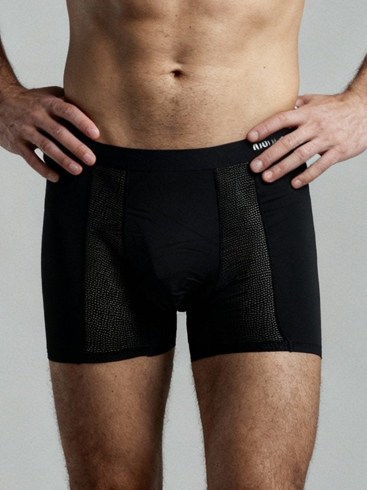 Men Mesh Black Solid  Premium Elastic Trunk by Manaca