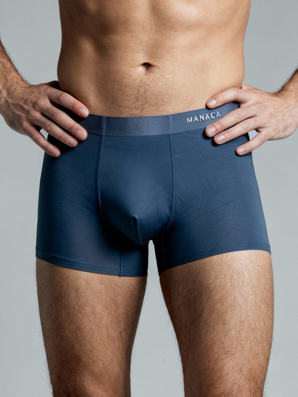 Men V Walks Navy Blue Solid Luxury Elastic Trunk by Manaca