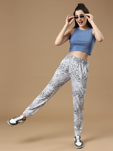 Women Grey and White Color Pant