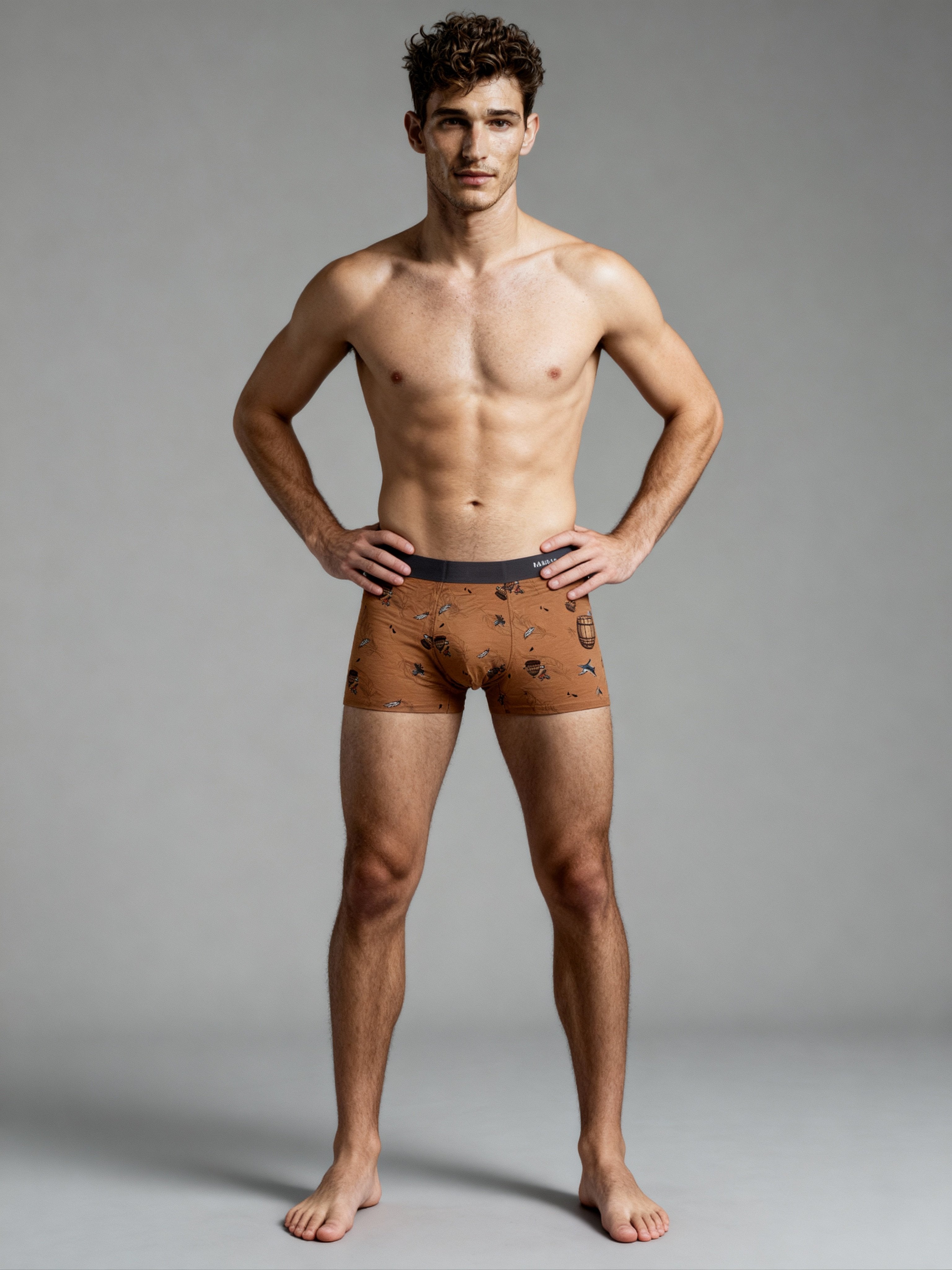 Men V Walks Brown Bee printed Luxury Elastic Trunk by Manaca