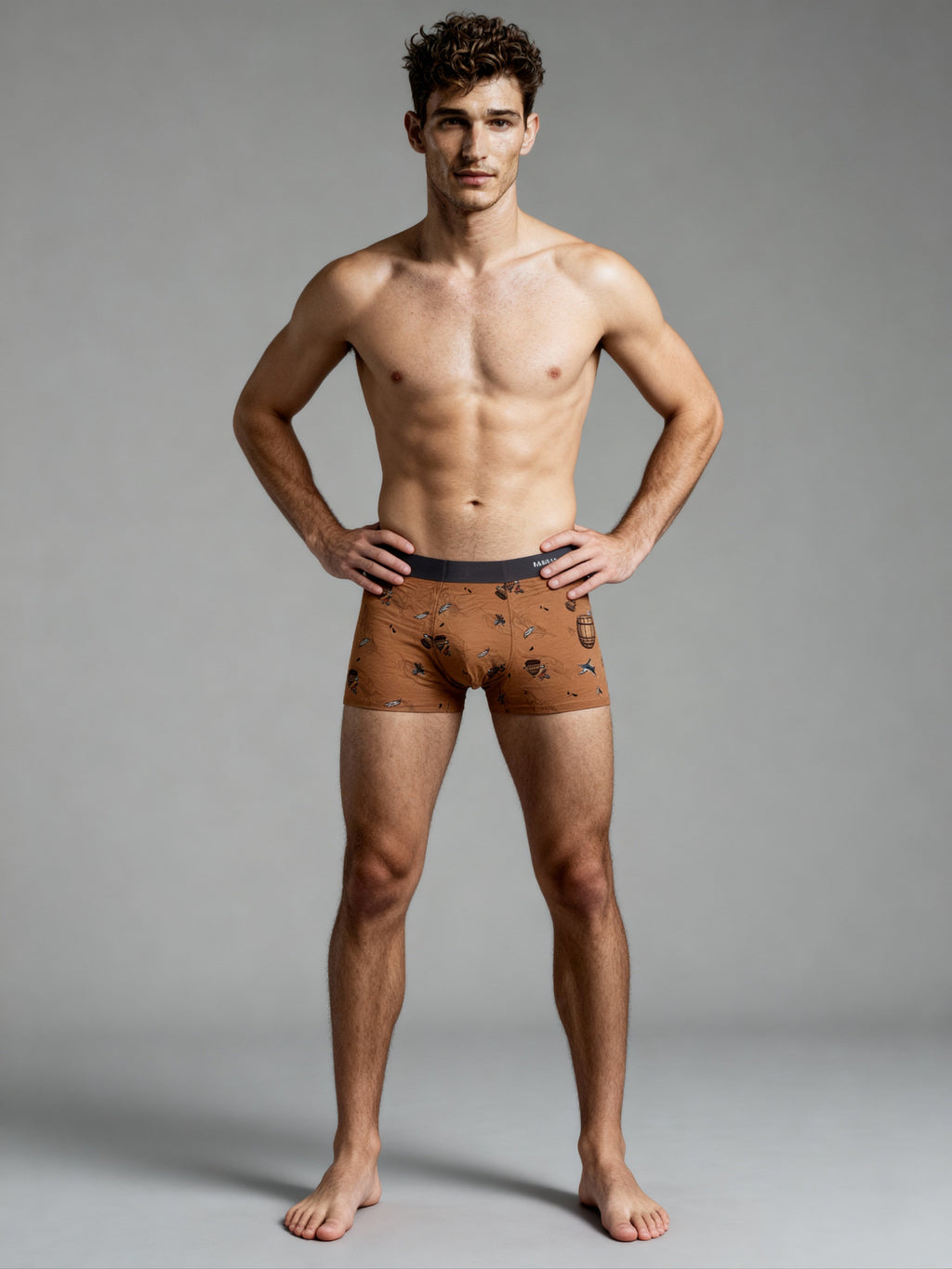 Men V Walks Brown Bee printed Luxury Elastic Trunk by Manaca