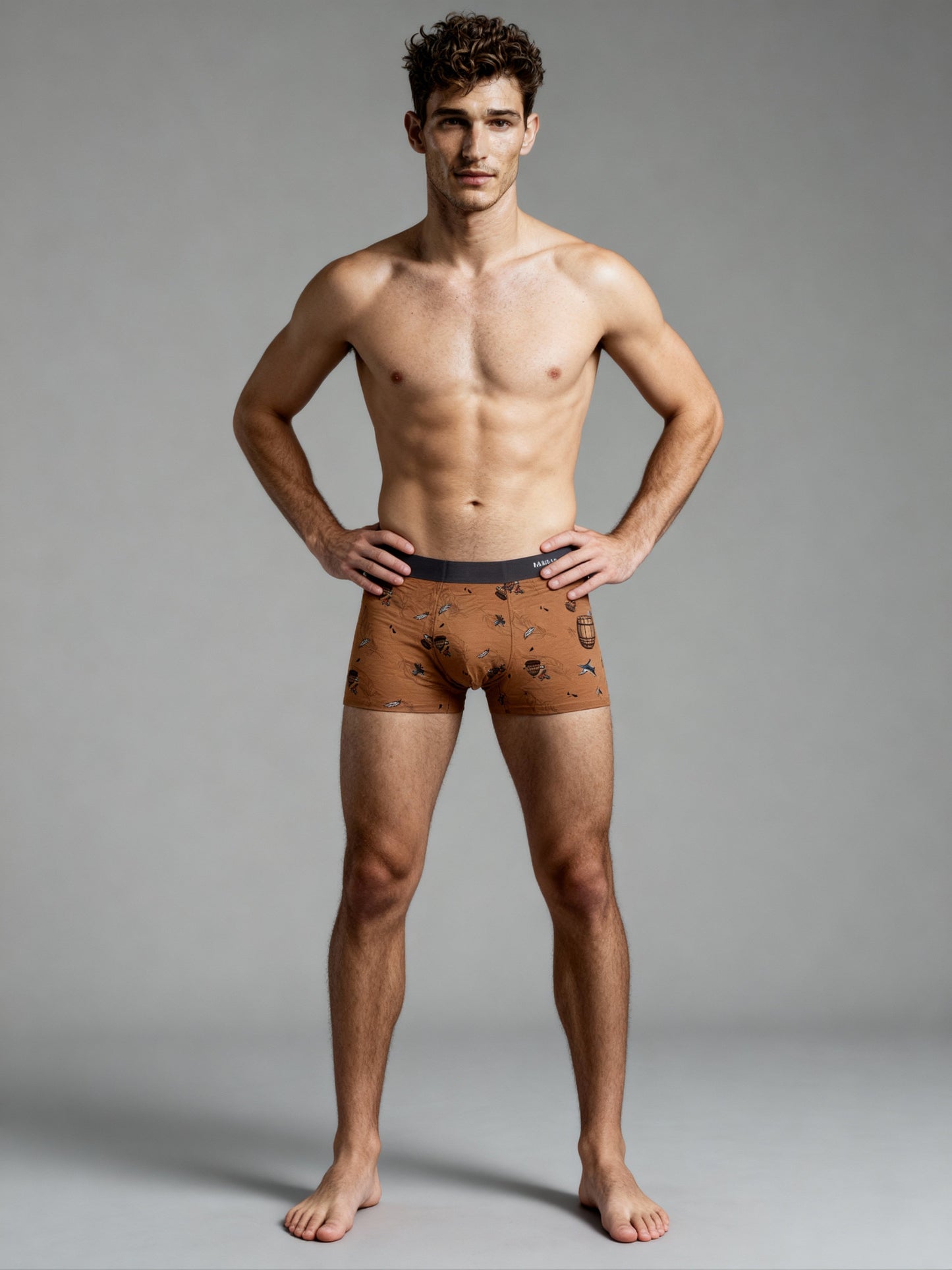 Men V Walks Brown Bee printed Luxury Elastic Trunk by Manaca