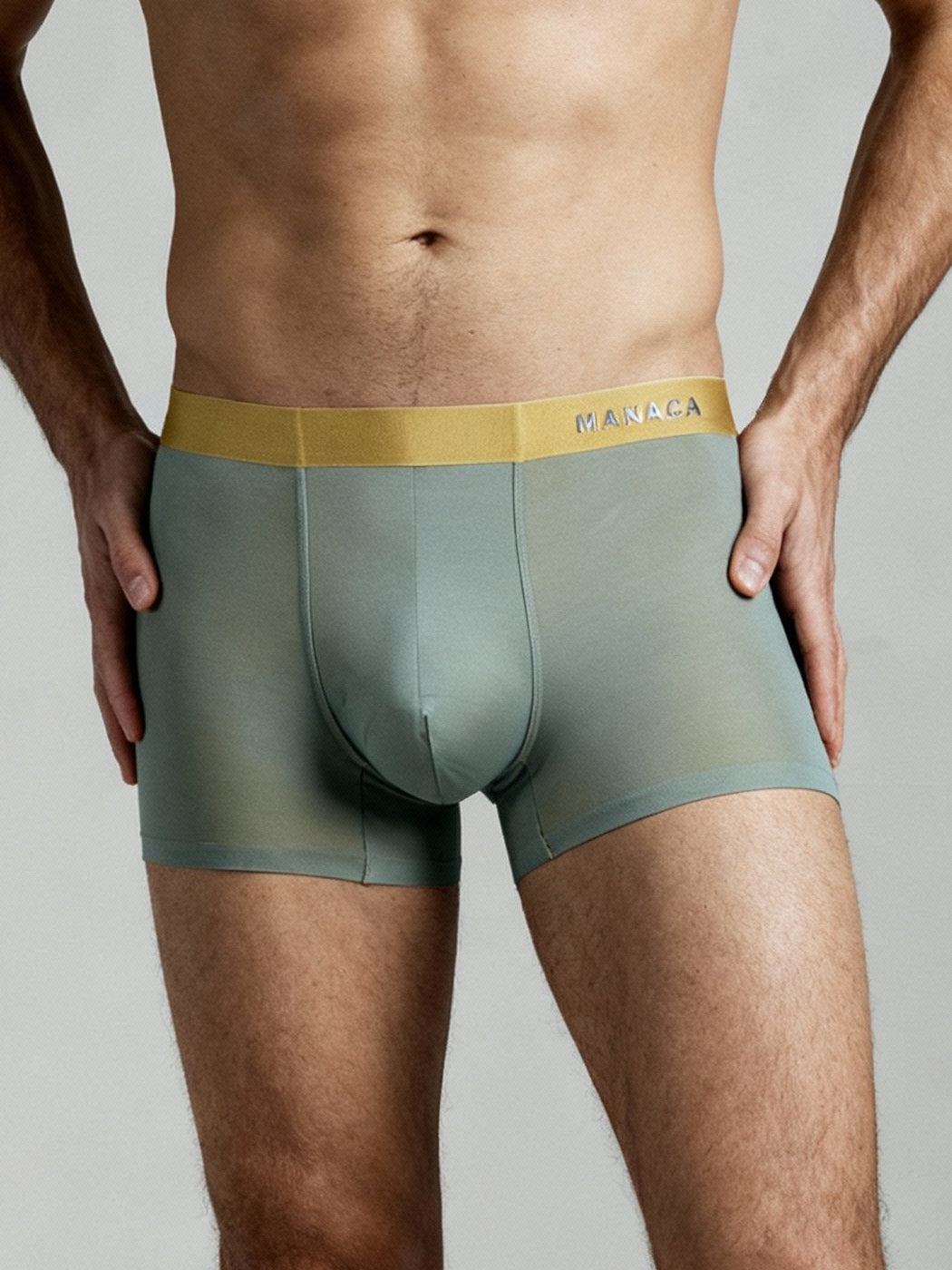 Men Yellow Striped Solid Luxury Elastic Trunk by Manaca