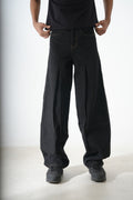 Black pleated denim