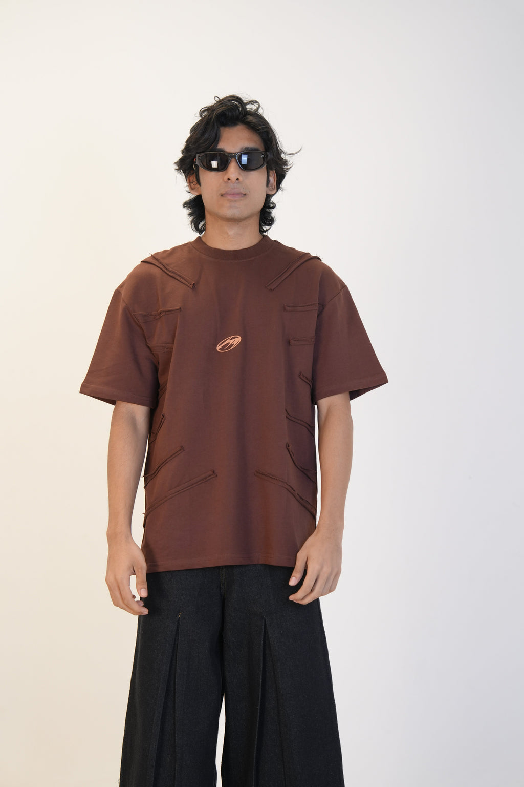 BROWN ROUGHG CUT TSHIRT