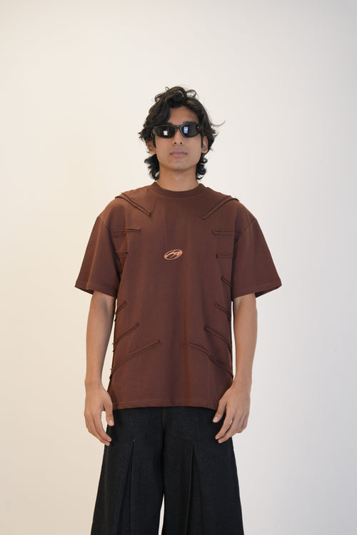 BROWN ROUGHG CUT TSHIRT
