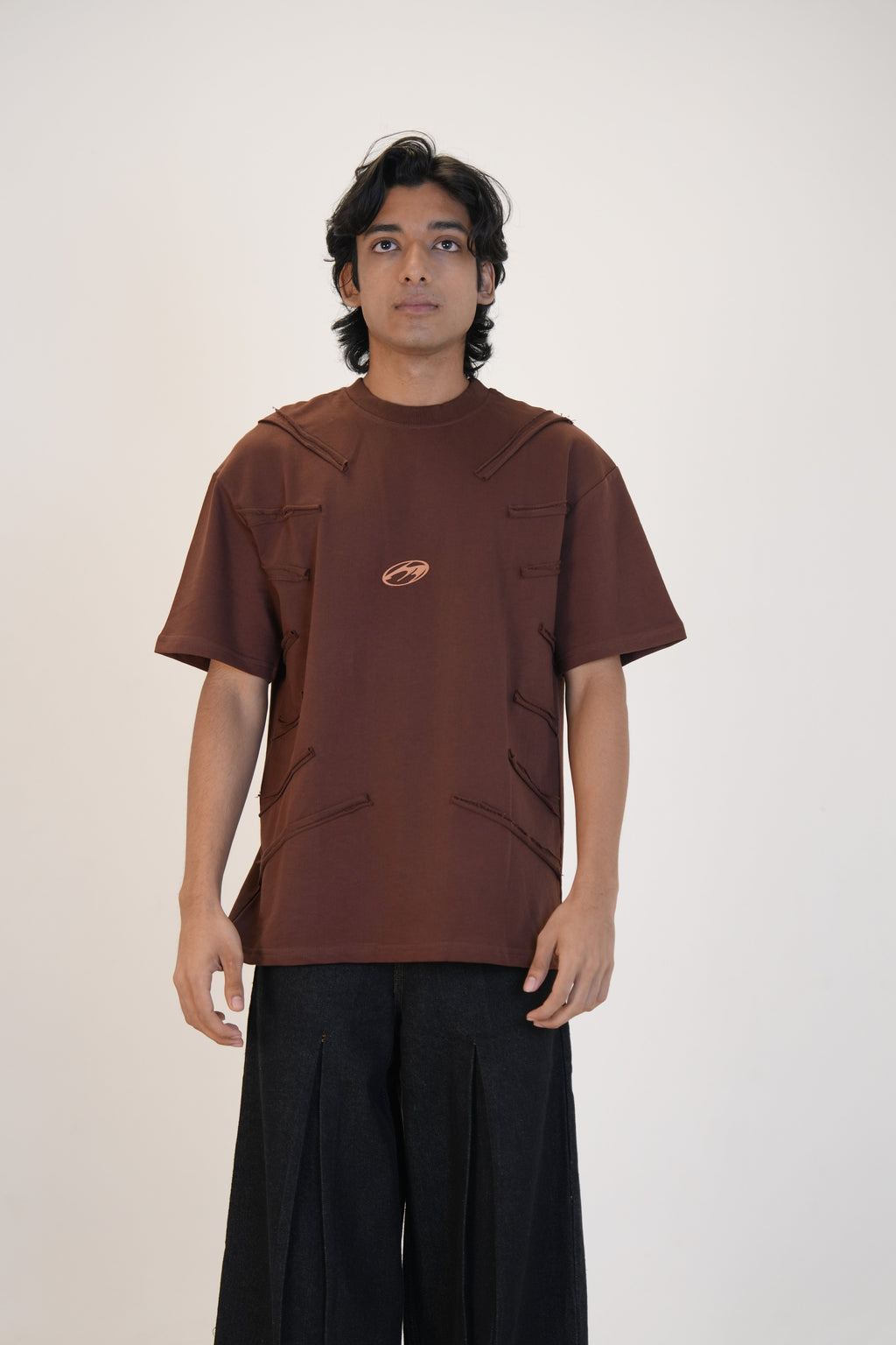 BROWN ROUGHG CUT TSHIRT
