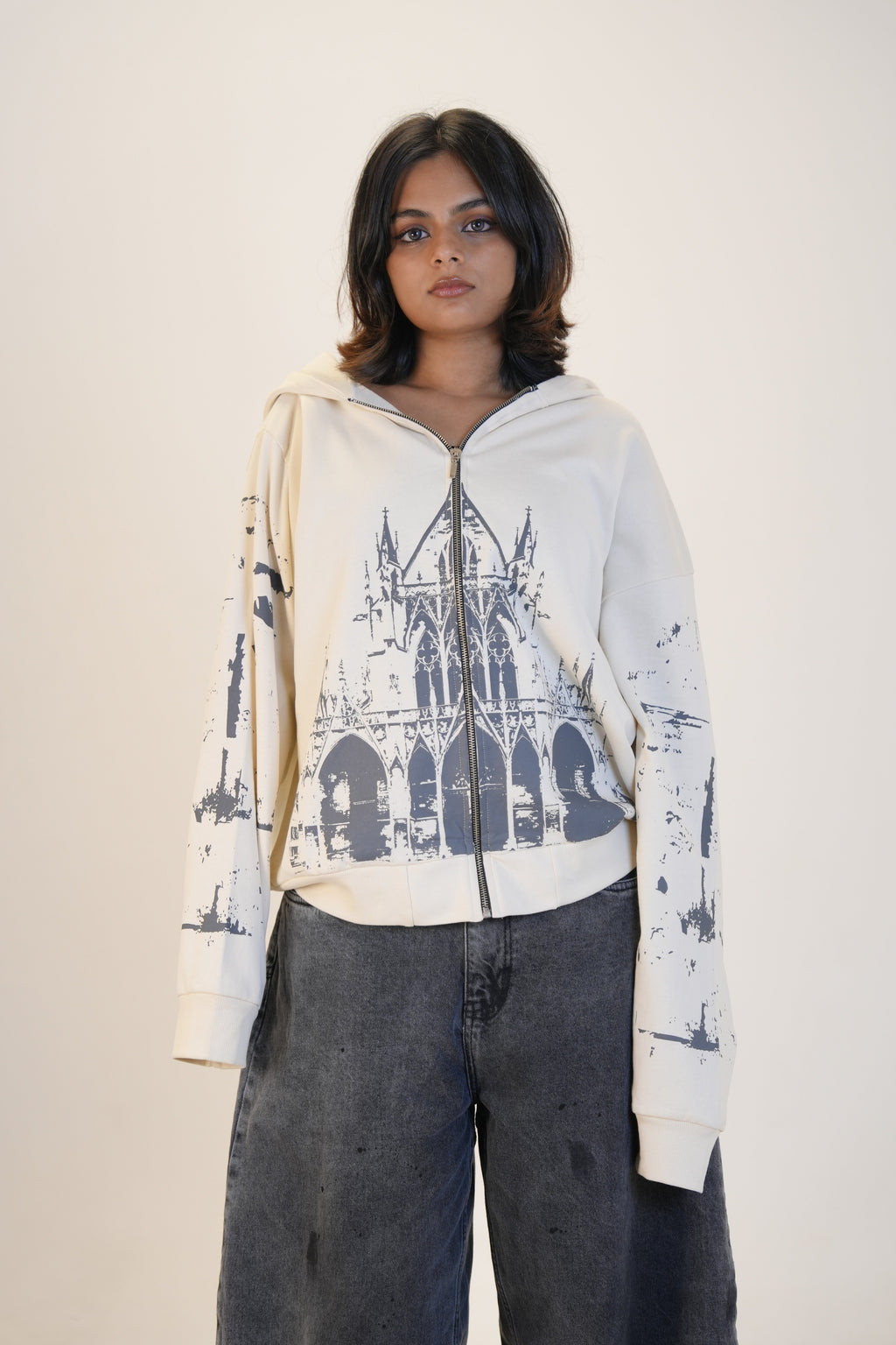 WHITE GRUNGE HOODIE