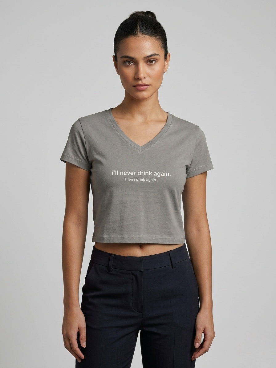 V Neck Grey Women's Essential