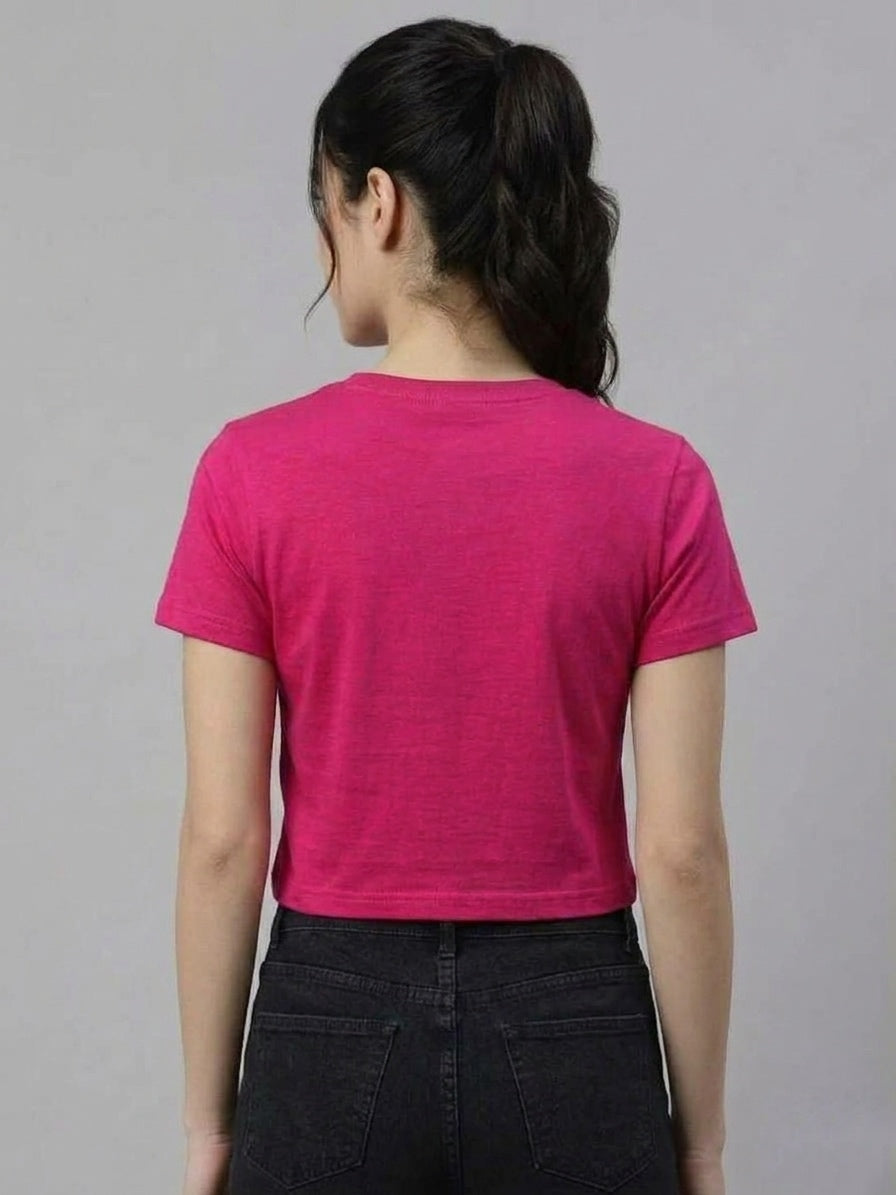 oh la la pink women's essential crop tee