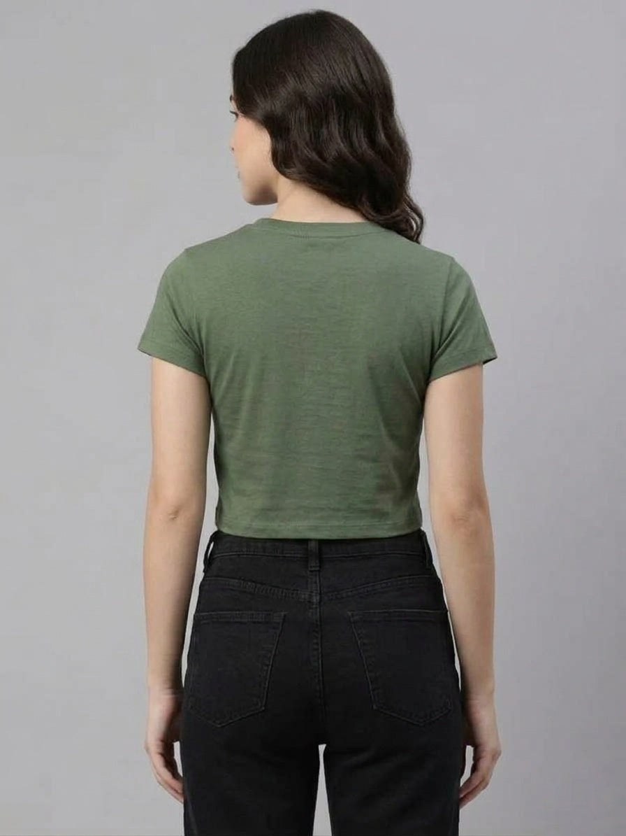 V Neck Pista Green Basic Women's Essential