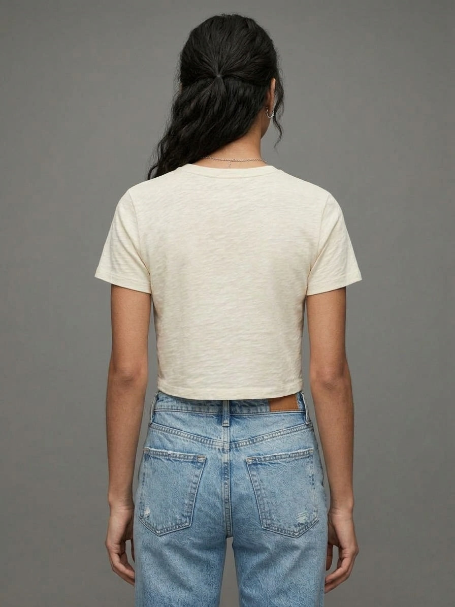 Crew Neck Beige Basic Women's Essential