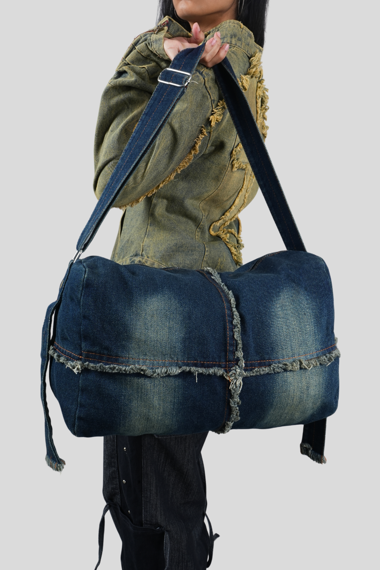 Raw Edge Denim Tote
