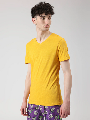 Yellow/Mustard Regular Solid Plain Men's T-shirt