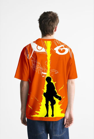Attack on Titans Orange Men's Oversized T-shirt